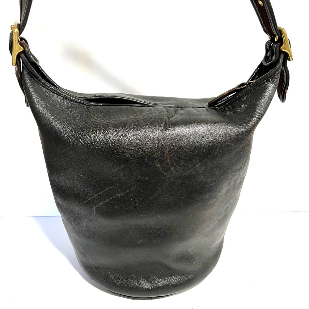 Coach 9085 Duffle Sac Black Large Leather 1990s Vintage Bucket Shoulder Bag - Picture 5 of 14